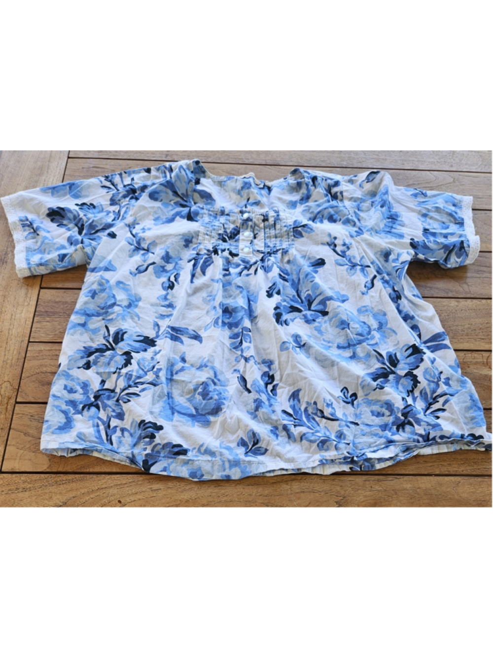 Soft Surroundings Blue Floral Pajama Set Top & Shorts Co-ord Cottagecore Size 2X